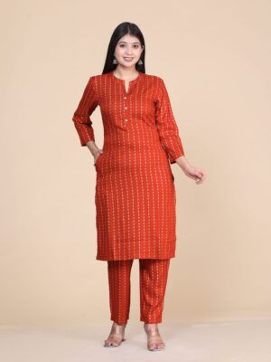 Ethnic Motifs Printed Mandarin Collar Kurta With Trouser