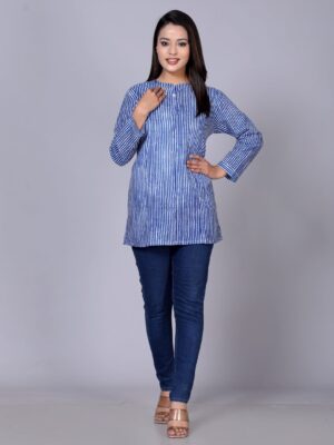 Mandarin Collar Classic Striped Casual Pure Cotton Shirt