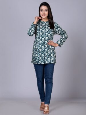 Mandarin Collar Classic Floral Printed Casual Pure Cotton Shirt