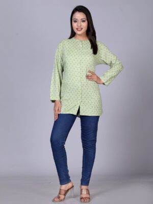 Women Classic Semi Sheer Printed Casual Shirt