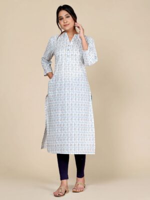 Checked Printed Cotton Kurta