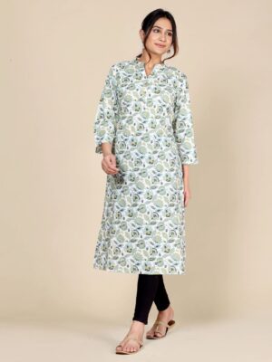 Floral Printed Cotton Straight Kurta