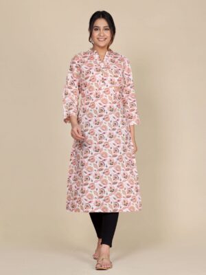 Floral Printed Cotton Straight Kurta