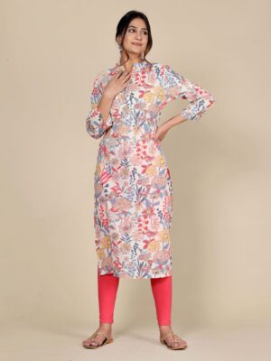 Floral Printed Cotton Straight Kurta