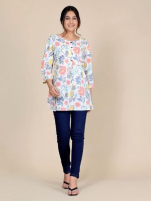 Floral Printed Pure Cotton Kurti