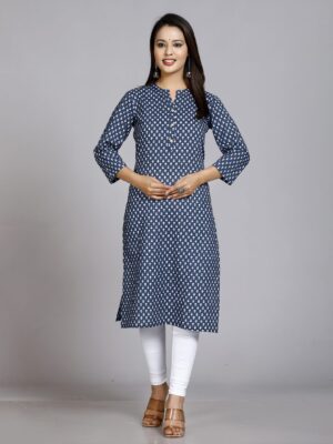 Floral Printed Cotton Straight Kurta